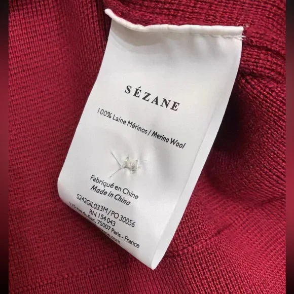 Sezane Women Betty Burgundy Wool Cardigan Jacket - Picture 4 of 6